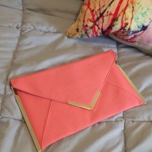 Salmon pink envelope clutch